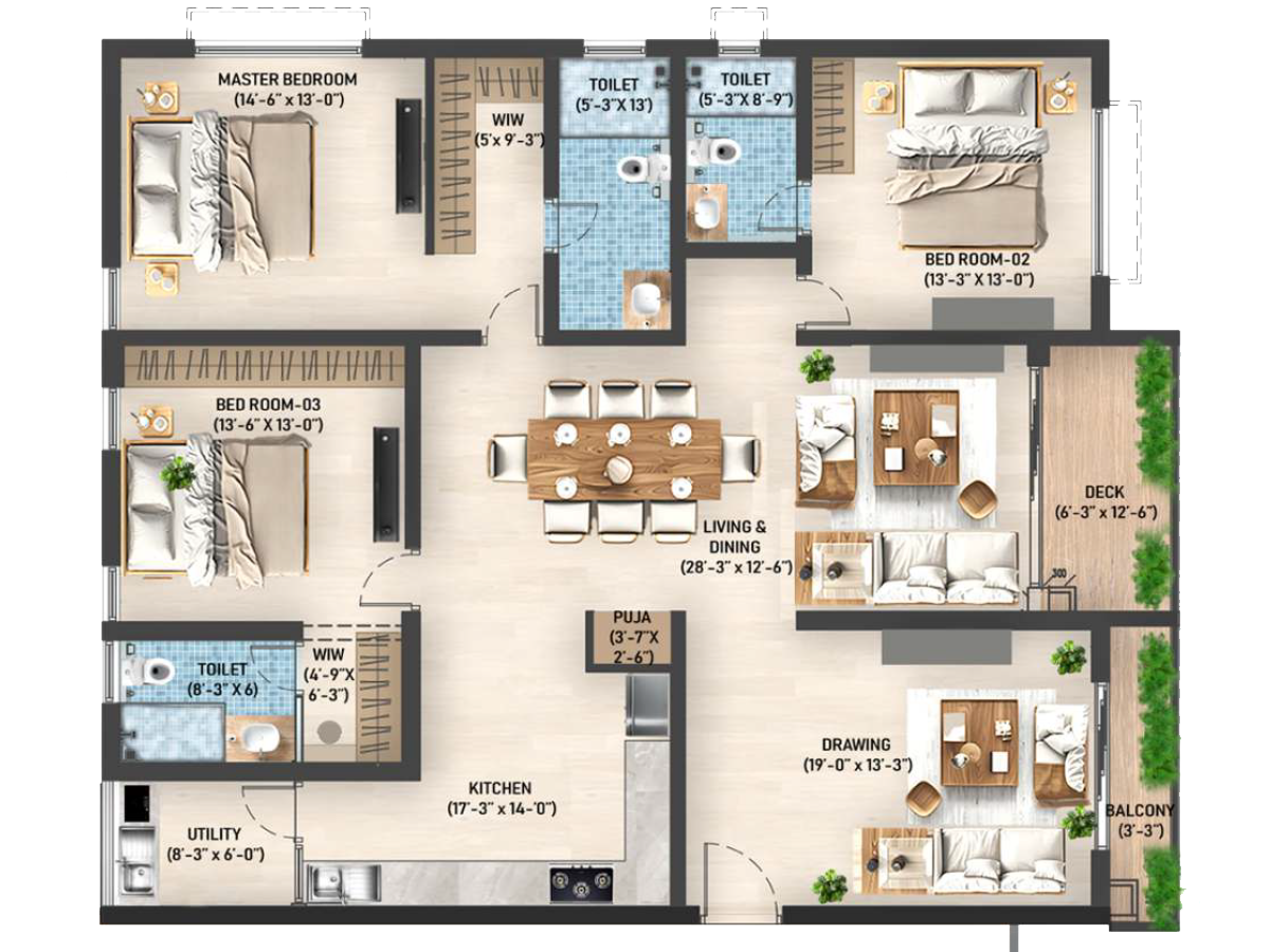R One Diamond Towers floor plan view 2