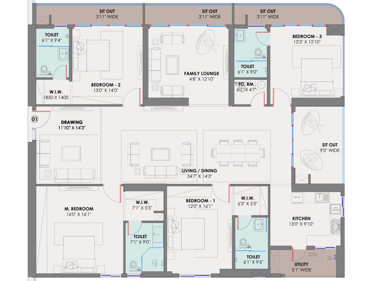 Trilight Rise The 9 floor plan view 2
