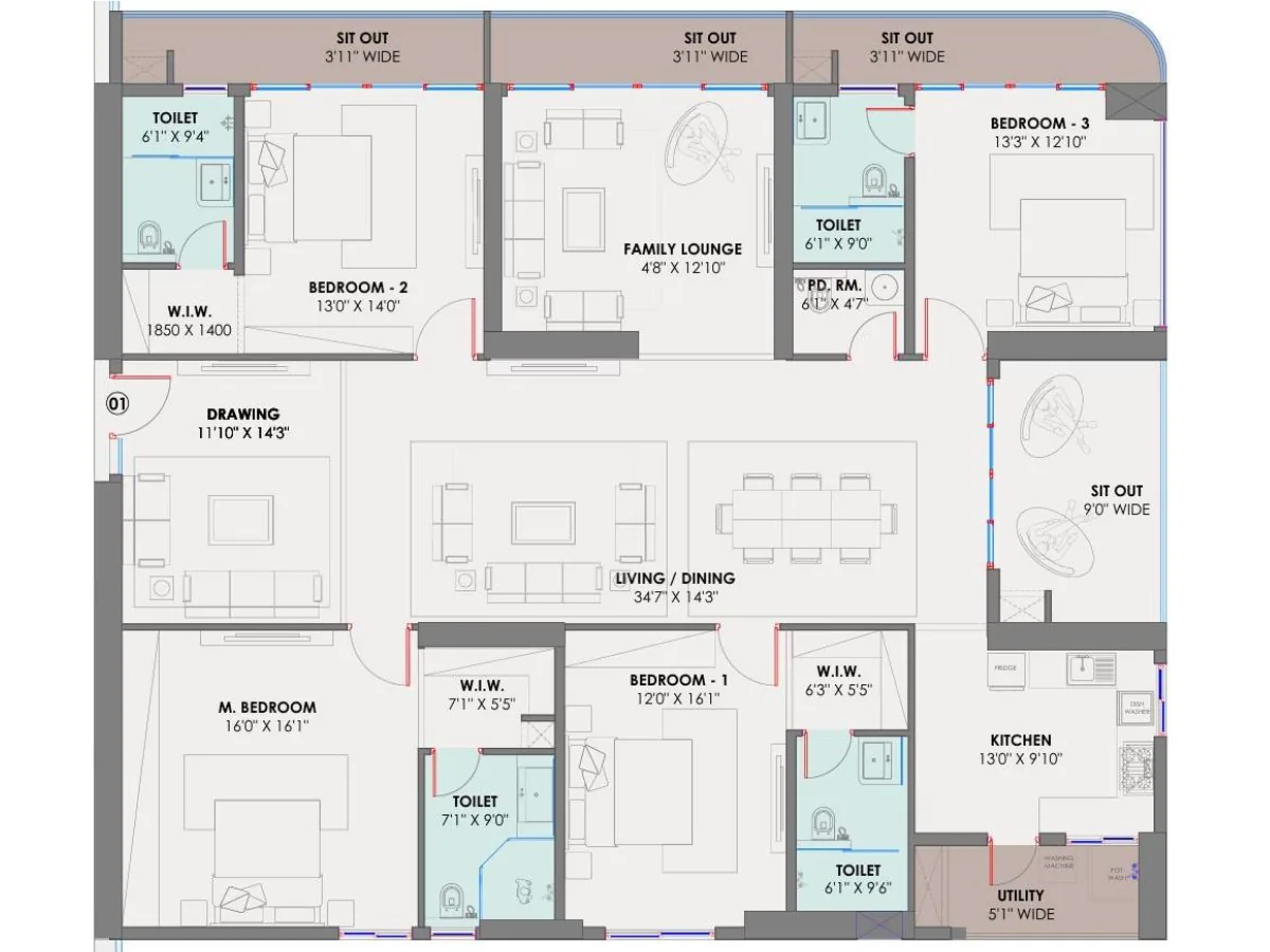 Trilight Rise The 9 floor plan view 2
